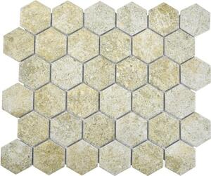 Mozaic piscină HX Curio GB hexagon granit bej 32,5x28,1 cm