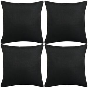 Huse de pernă cu aspect de pânză, 50 x 50 cm, negru, 4 buc