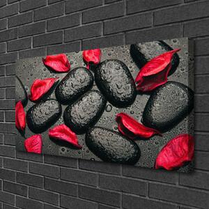 Tablou pe panza canvas Petale Stones Art Red Gray
