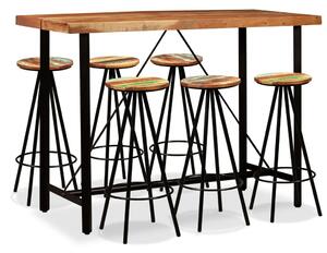 Set mobilier bar, 7 piese, lemn masiv acacia și lemn reciclat