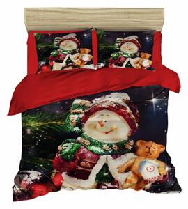 Lenjerie de pat pentru doua persoane, Pearl Home, 405, print 3D, amestec bumbac, 4 piese, negru/alb/verde