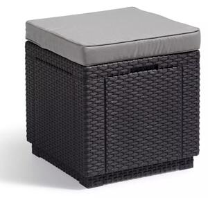 Keter Taburet tip cub cu spațiu de depozitare și pernă, grafit 213785