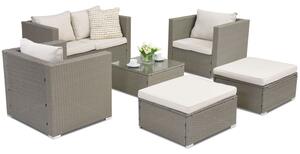 Mobilier de grădină Roma Coffee 4 + 2 puf Garden Point gri deschis