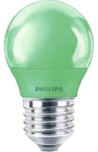 Bec verde LED Philips E27 3,1W, glob G45, durată viață 10.000 h