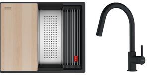 Set chiuvetă din granit Franke Kanon 125.0749.661, baterie bucătărie Franke Lina 115.0626.053