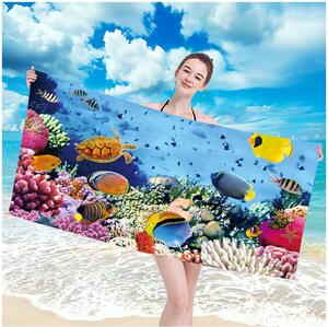 Prosop de plajă cu model lume subacvatică, 100 x 180 cm