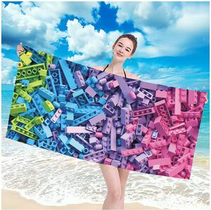 Prosop de plajă cu motiv de cuburi colorate 100 x 180 cm