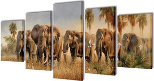 Set de tablouri din pânză cu imprimeu cu elefanți 200 x 100 cm