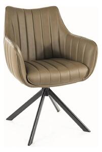 Scaun rotativ AZALIA, verde olive/negru, piele ecologica/metal, 61x44x