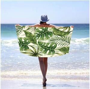 Prosop de plajă cu motiv frunze de plante 100 x 180 cm