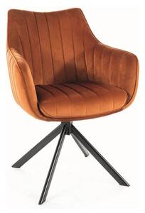 Scaun rotativ AZALIA, caramiziu/negru, stofa catifelata/metal, 61x44x8