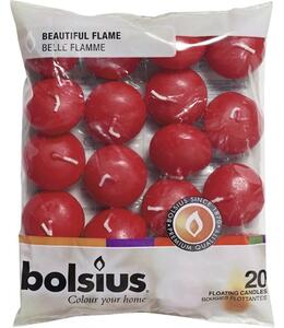 Lumânări plutitoare Bolsius, roșii, 20 buc., durata de ardere 4,5 h