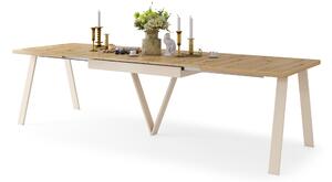 Mazzoni AVERY Stejar Artisan/picioare bej (sampanie) - MASĂ DE LOFT/INDUSTRIALĂ PENTRU SALON/SUFRAGERIE EXTENSIBILĂ - 2 MĂRIMI!