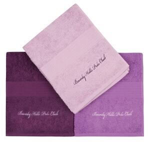 Set 3 prosoape de maini, Beverly Hills Polo Club, Lilac and Purple, 50 x 100 cm, 100% bumbac