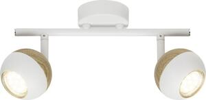 Șină spoturi Scan GU10 2x3W, becuri LED incluse, alb/lemn natur