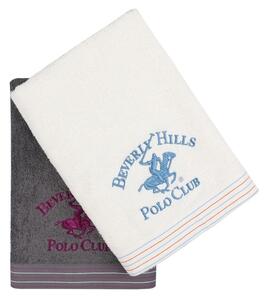 Set 2 prosoape de baie, Beverly Hills Polo Club, 405 Dark Grey White, 70 x 140 cm, 100% bumbac