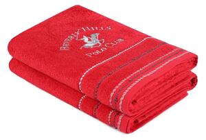 Set 2 prosoape de baie, Beverly Hills Polo Club, 403 Red, 70 x 140 cm, 100% bumbac