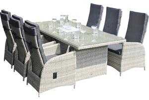 Set mobilier Dining Garden Place 1 masă blat sticlă bicolor 4 fotolii+2 fotolii rabatabile antracit