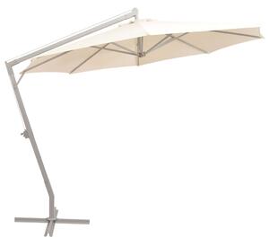 Umbrelă de soare suspendată 350 cm, nisipiu, stâlp de aluminiu