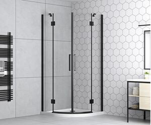 Cabină de duș semirotundă basano Romallo black R550 90 x 90 cm sticlă transparentă profil negru mat