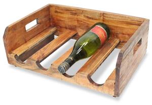 Suport de vinuri pentru 16 sticle, lemn masiv reciclat