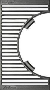 Placă de grătar semi-rotund Tennker Carbon, fontă, 41,8 x 24 cm, negru