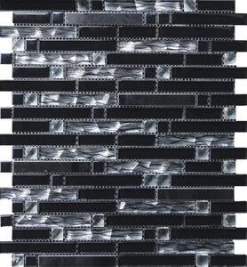 Mozaic sticlă și aluminiu negru 30x34 cm