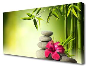 Tablou pe panza canvas Bamboo Tub flori Stones Floral Verde Roșu Gri
