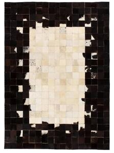 Covor piele naturală, mozaic, 80x150 cm Pătrate Negru/alb