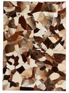 Covor piele naturală, mozaic, 120x170 cm Maro/alb