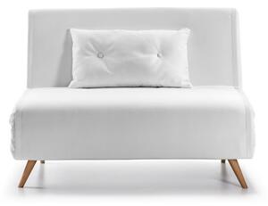 Canapea extensibilă cu husă din imitație de piele Kave Home Tupana, alb