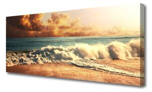 Tablou pe panza canvas Ocean Beach Peisaj Alb Albastru Galben Maro
