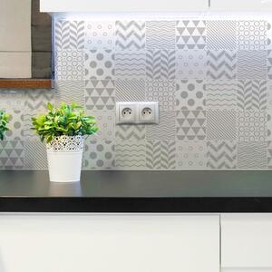 Set 9 autocolante de perete Ambiance Cement Tiles Scandinavian Finnish, 10 x 10 cm