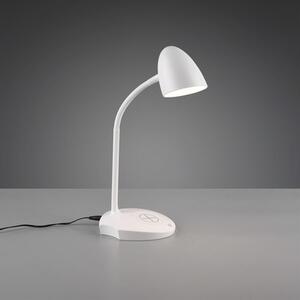 Lampă de birou cu LED integrat Load 4W 480 lumeni, alb, încărcător smartphone cu inducție