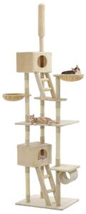 Ansamblu pisici, stâlpi din funie de sisal, 230-260 cm Bej