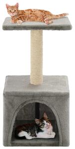 Ansamblu pentru pisici, stâlp cu funie de sisal, gri, 55 cm