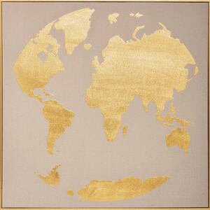Pictura cu harta lumii, 58 x 58 cm, auriu