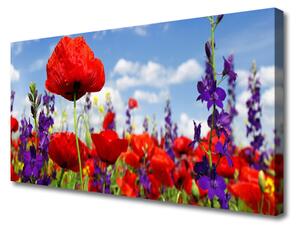 Tablou pe panza canvas Flori Floral Roșu Violet