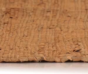 Covor țesut manual Chindi din piele 160x230 cm, Cafeniu