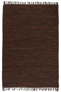 Covor Chindi țesut manual, piele, 120 x 170 cm, maro
