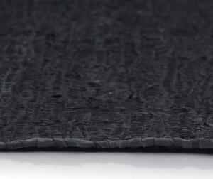Covor țesut manual Chindi, din piele 80x160 cm Negru