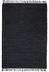 Covor Chindi țesut manual, piele 120 x 170 cm Negru