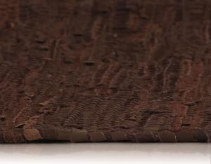 Covor țesut manual Chindi din piele 160x230 cm, Maro