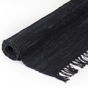 Covor țesut manual Chindi din piele, 160 x 230 cm, negru