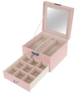 Cutie de bijuterii cu sistem de închidere cu cheie, 8899 Roz