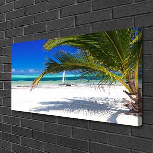 Tablou pe panza canvas Palm Beach Peisaj Alb Brun Verde