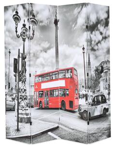 Paravan cameră pliabil, 160x170 cm, autobuz londonez, negru/alb