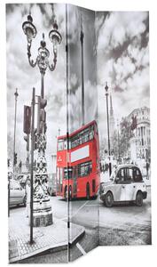 Paravan cameră pliabil, 120x170 cm, autobuz londonez, negru/alb