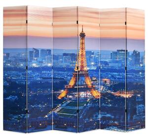 Paravan de cameră pliabil, 228 x 170 cm, Parisul noaptea