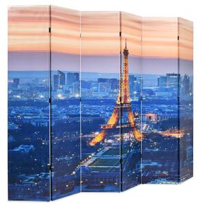 Paravan de cameră pliabil, 228 x 170 cm, Parisul noaptea